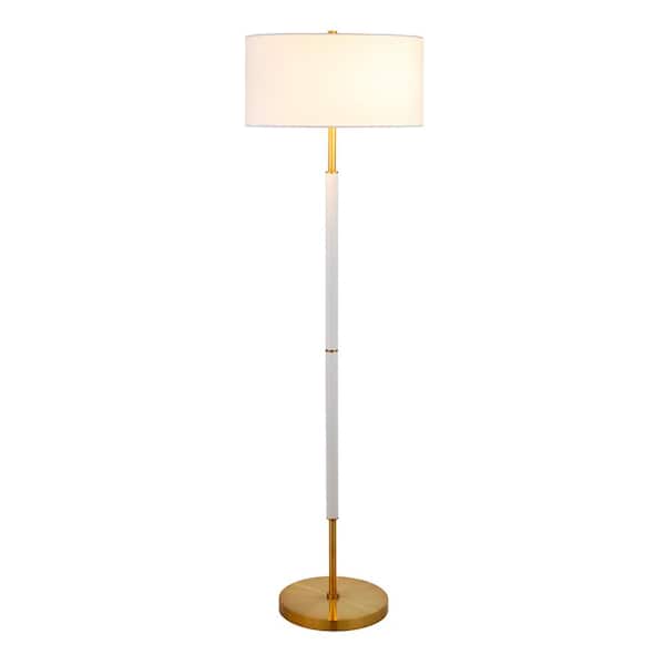 Matte White And Brass 2 Bulb Floor Lamp, 2 Bulb Lamp Shade