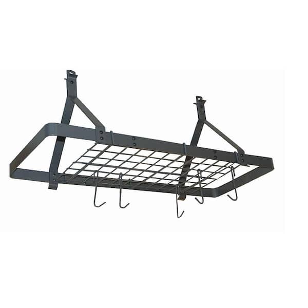 Rack It Up Rectangle Ceiling Rack with 12 Hooks Steel Gray Hammertone