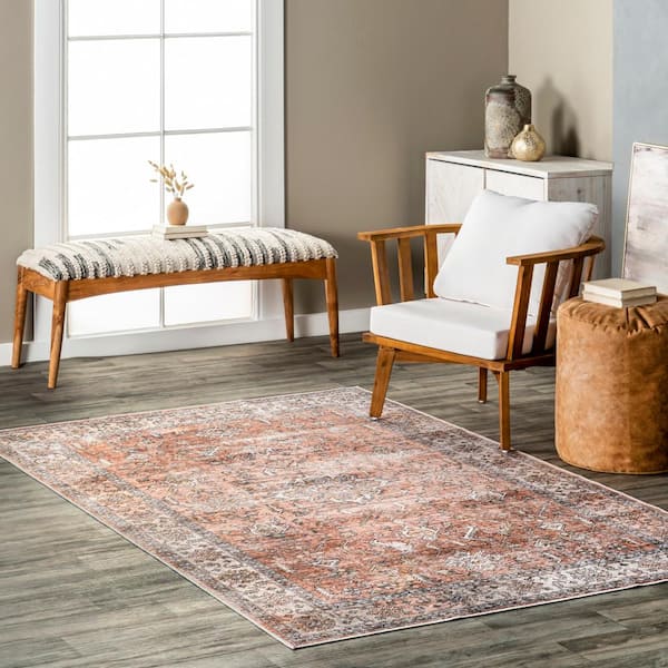 Britt Machine Washable Rust 2 ft. x 8 ft. Medallion Runner Rug