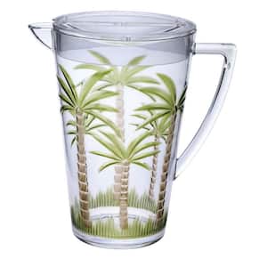 88 fl. oz. Designer Classic Palm Tree Crystal Clear Break Resistant Premium Acrylic Pitcher with Lid