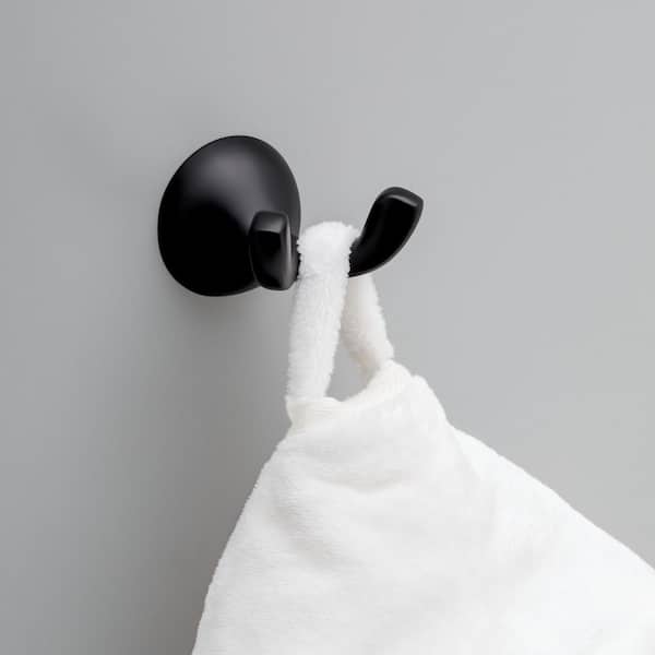 Foundations Wall Mount Towel J-Hook Robe Hook Bath Hardware Accessory in Matte Black
