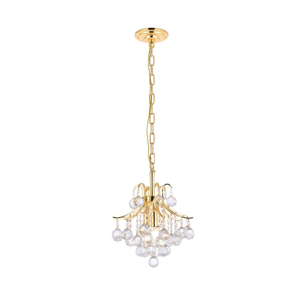 Timeless Home 12 in. L x 12 in. W x 12 in. H 3-Light Gold with Clear Crysta