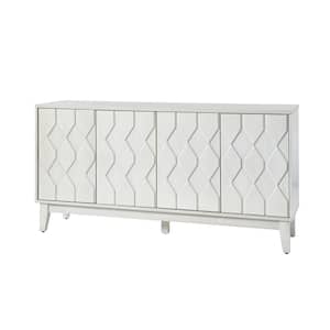 Lydia Modern Wood 60 in. W Sideboard with Geometric Relief Door Fronts- WHITE