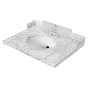 Pemberton 30 in. W x 22 in. D Marble Carrara White Rectangular Single Sink Vanity Top in White