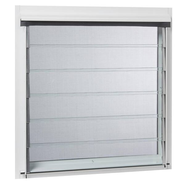 TAFCO WINDOWS 23 in. x 23.375 in. Jalousie Utility Louver Aluminum Screen Window - White