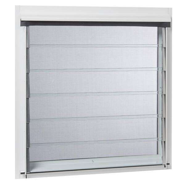 TAFCO WINDOWS 23 in. x 33.875 in. Jalousie Utility Louver Aluminum Screen Window - White