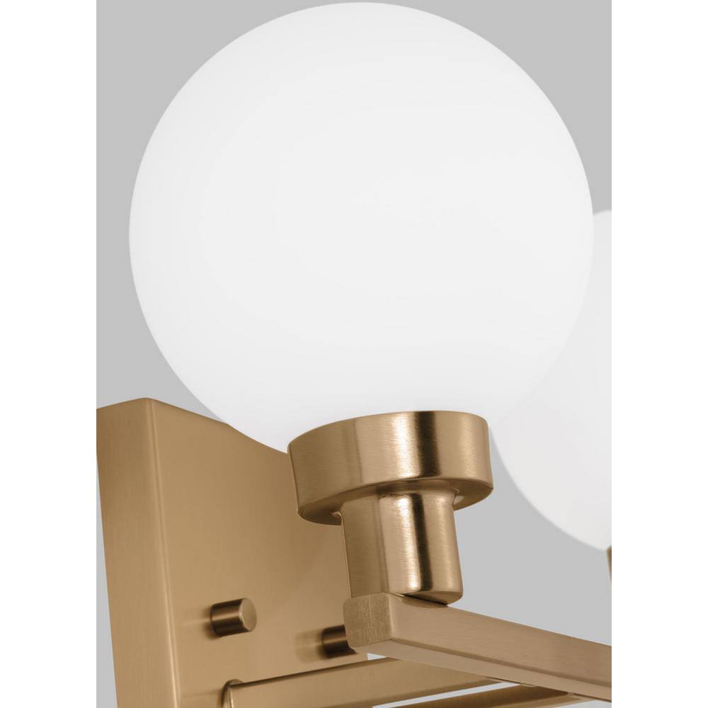 Clybourn Satin Brass 2-Light Vanity with Milk Glass Shades