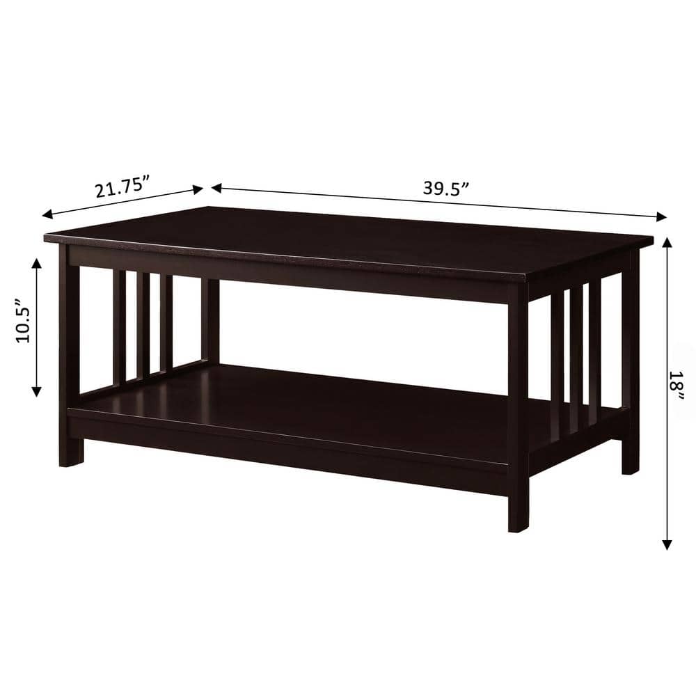 Espresso Mission Rectangular Coffee Table with Shelf