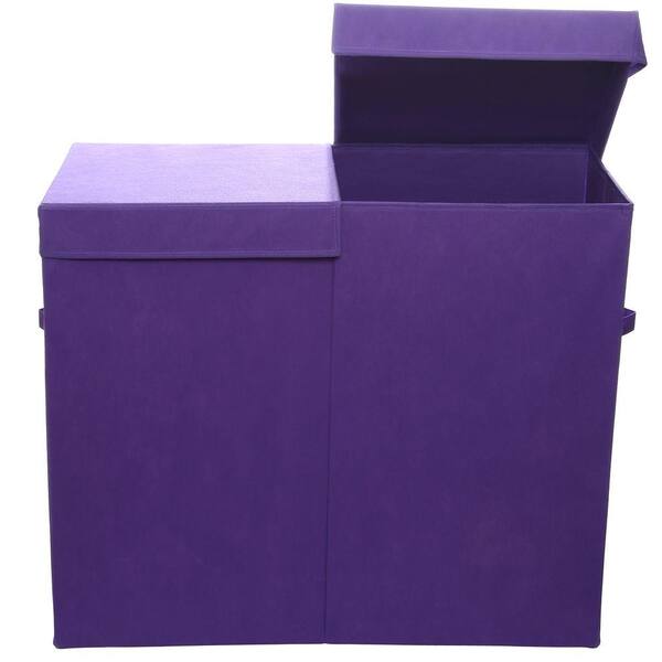 Modern Littles Color Pop Solid Purple Folding Double Laundry Basket
