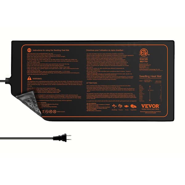 VEVOR Seedling Mat 10 in. x 20.75 in. Heat Mats MET-Certified Waterproof Heating Pad (1-Pack)
