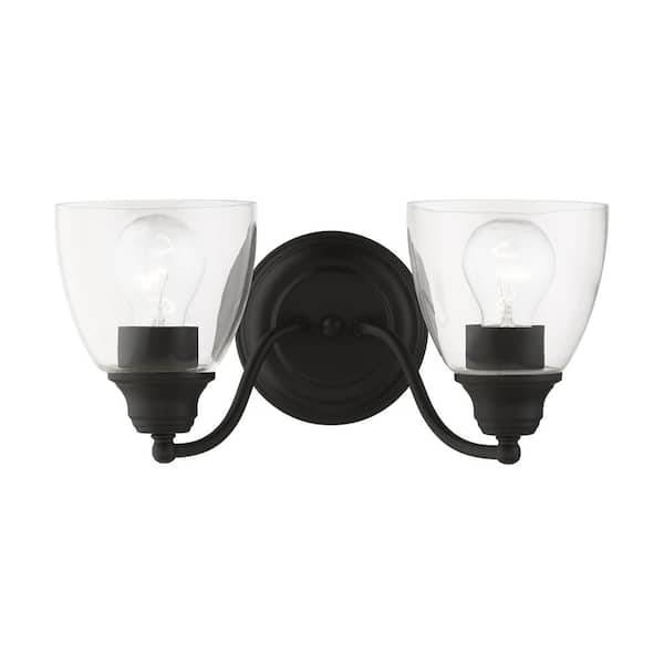 AVIANCE LIGHTING Grandview 13.5 in. 2-Light Black Vanity Light with Clear Glass