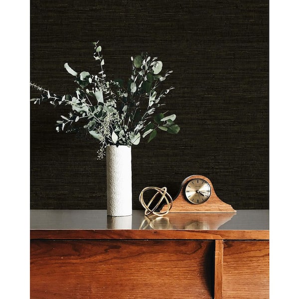 60.75 sq. ft. Espresso Wilslow Weave Embossed Vinyl Unpasted Wallpaper Roll
