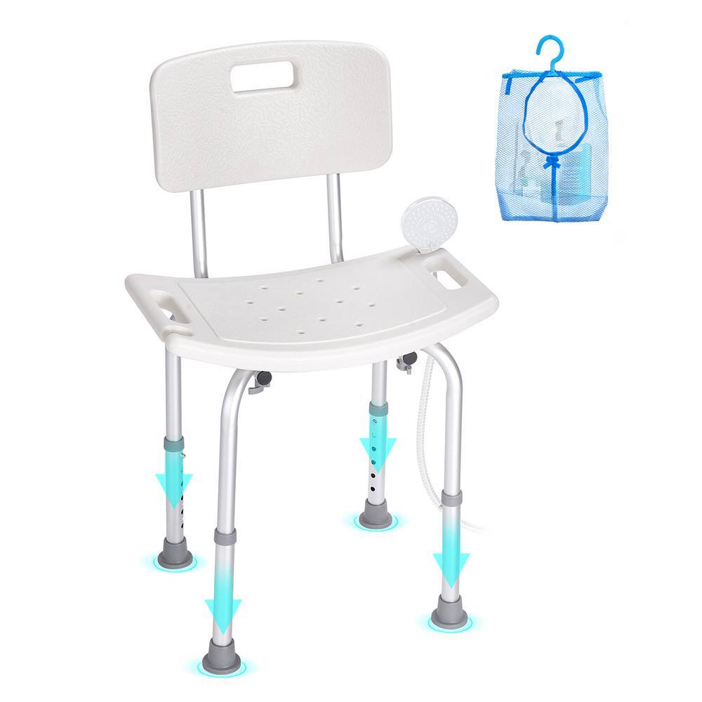 VEVOR Shower Chair with Back Adjustable Height Bathtub NonSlip