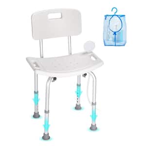 Shower Chair with Back Adjustable Height Bathtub Non-Slip Bathroom Chair 350 lbs. 20.07 in. W White Free-standing