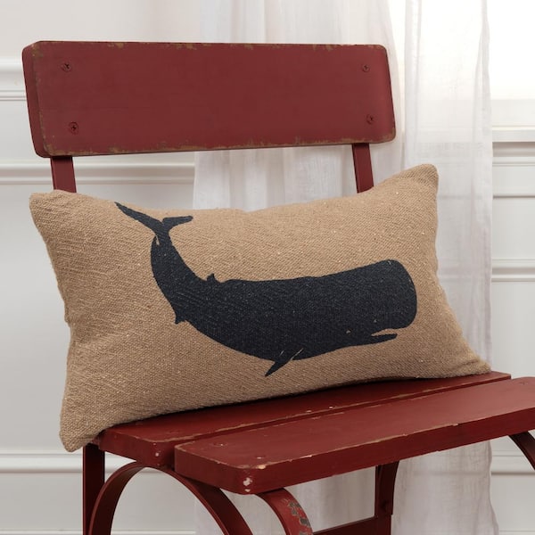 Brown/Black Whale Cotton Poly Filled 14 in. x 26 in. Decorative Throw Pillow