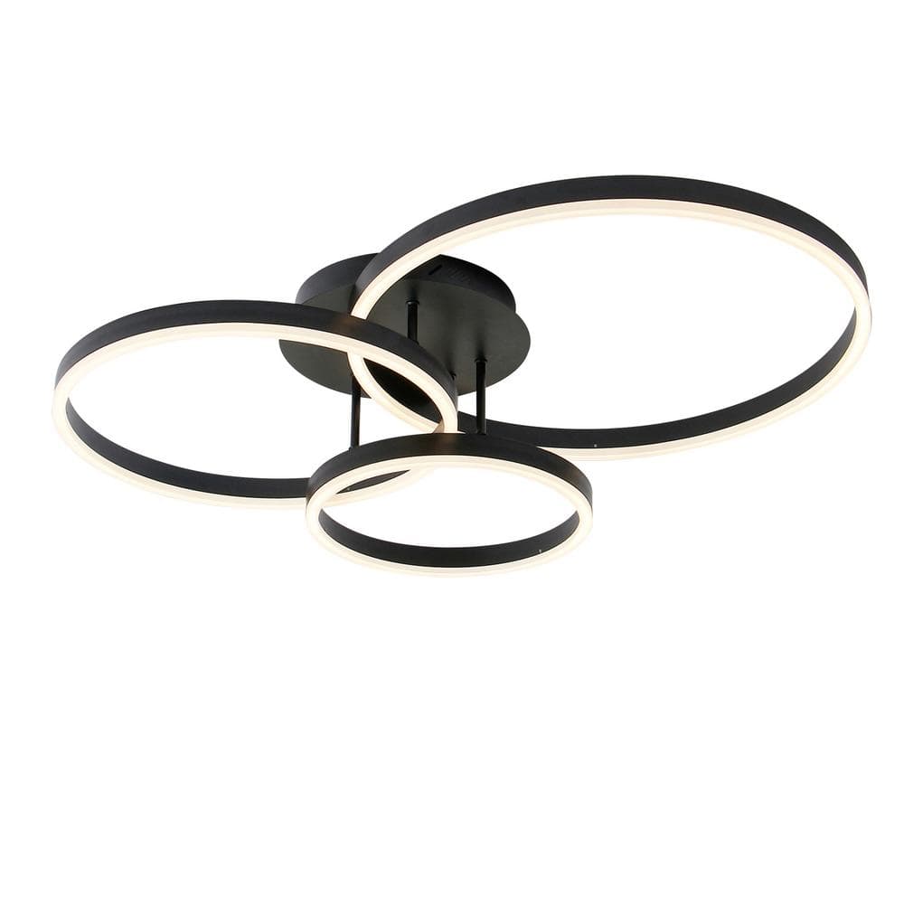 YANSUN Modern LED Flush Mount Ceiling Light, 4 Rings LED Black Lighting Fixture For Kitchen, Living Room, Bedroom, Laundry Room H-CL039 - The Home Depot - View #7