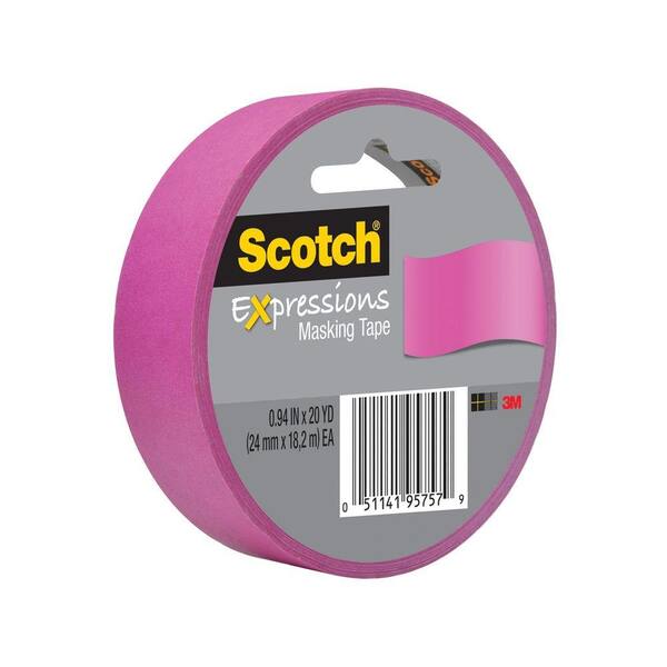 3M Scotch 0.94 in. x 20 yds. Fuchsia Expressions Masking Tape (Case of 36)