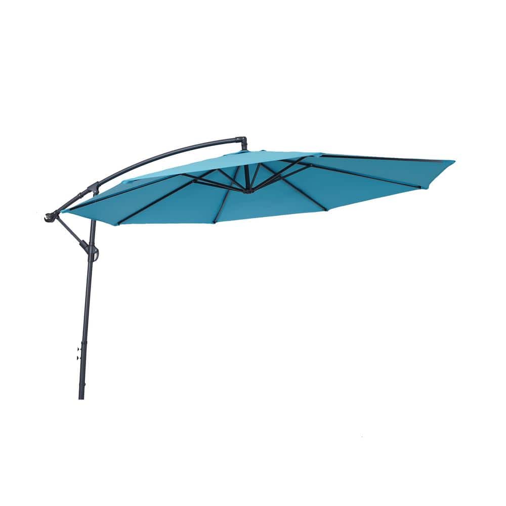10 ft. Steel Octagon Cantilever Patio Umbrella in Light Blue