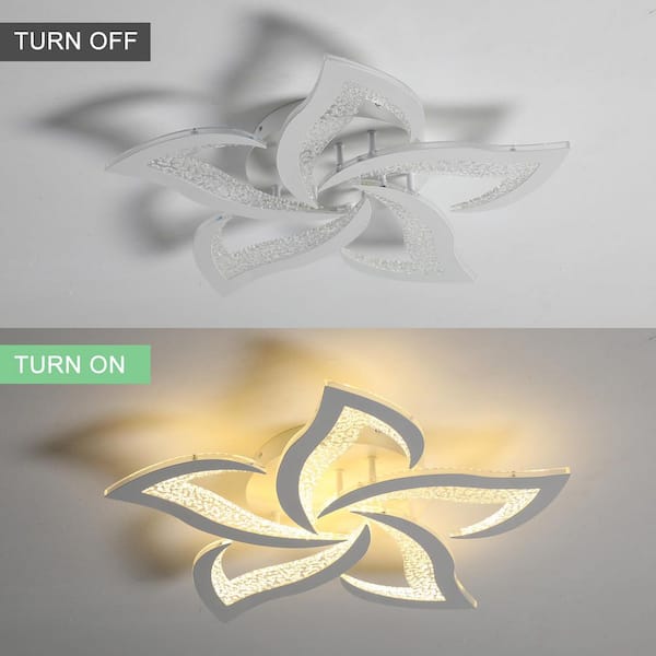 Genoci 23.6 in. 48-Watt Modern Flower White Dimmable Integrated
