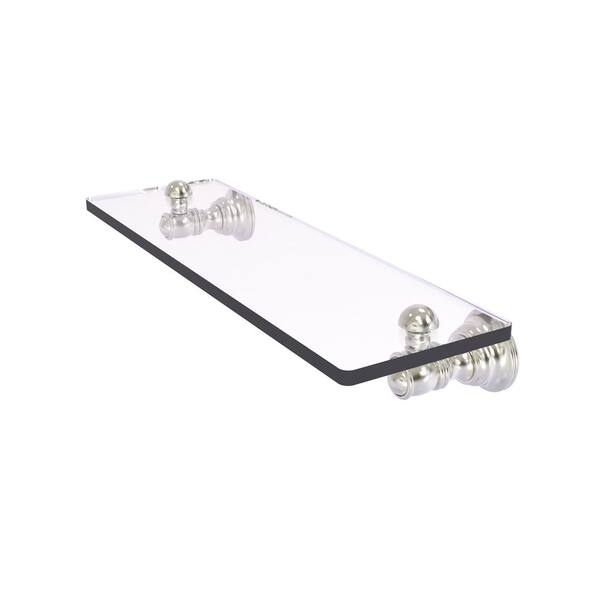Allied Brass Carolina Collection 16 in. W x 2.4 in. H x 5.54 Glass Rectangular Shelf in Satin Nickel