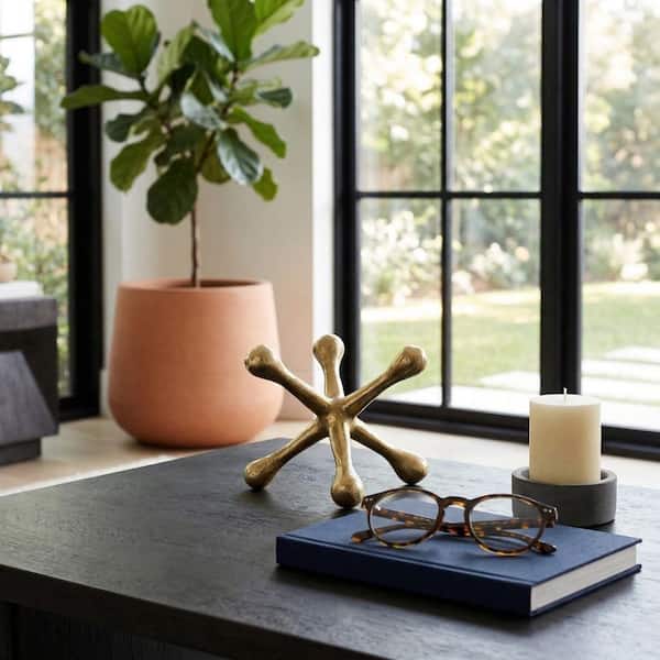 Liv & Skye Gold 8 in. x 5 in. Metal Jacks Abstract Sculpture 12860