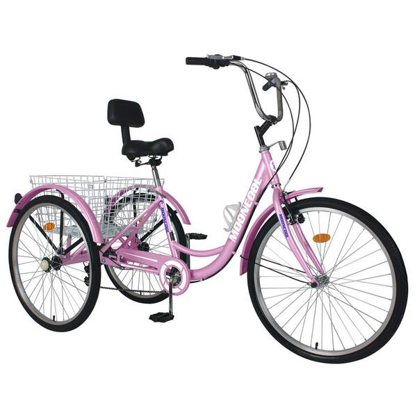 26"/24" 7 Speed Adult Seniors Trike Tricycle 3-Wheel Bike w/Basket for Shopping 