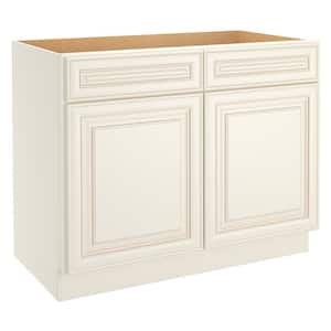 42 in. W. x 24 in. D x 34.5 in. H in Cameo White Plywood Ready to Assemble Base Kitchen Cabinet with 2-Drawers 2-Doors