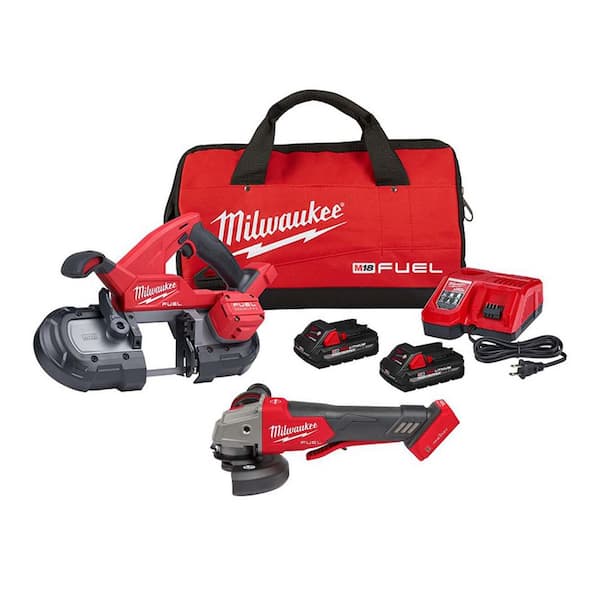 M18 FUEL 18V Lith-Ion Brushless Cordless Compact Bandsaw Kit w/ Two 3.0 Ah High Output Batteries & M18 Grinder