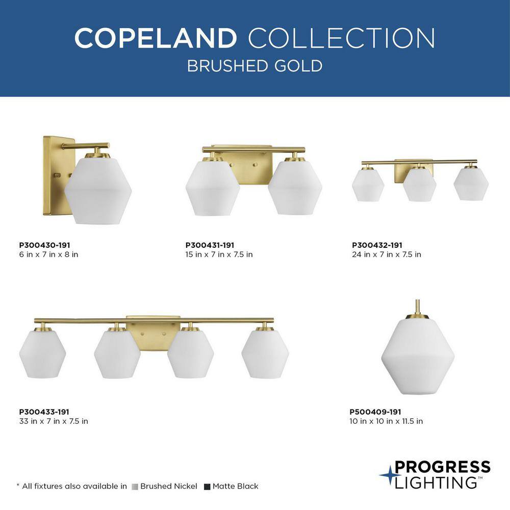Brushed Gold and Opal Glass Vanity Light