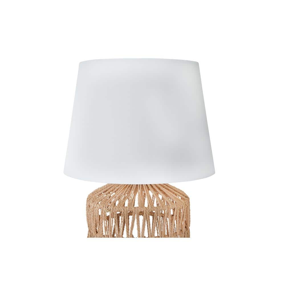 Natural Woven Rope Table Lamp with White Empire Shade