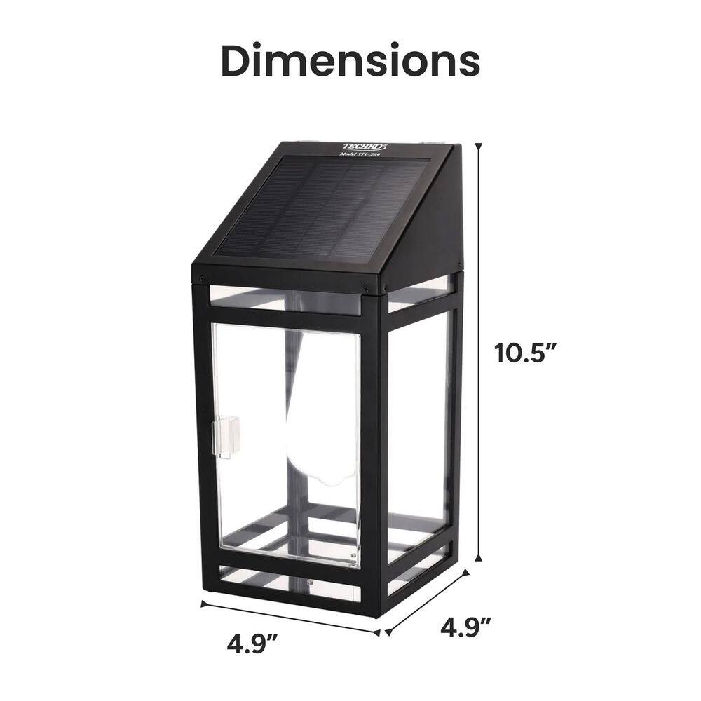 Black Solar LED Wall Lantern with Clear Panels