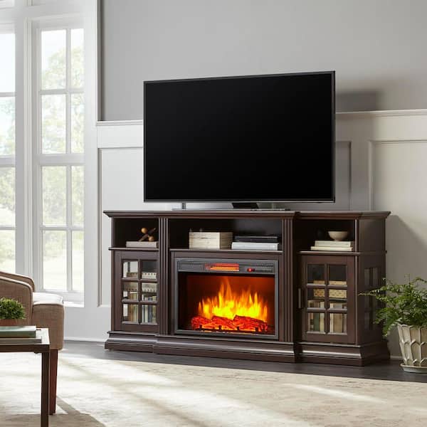 Home Decorators Collection Archfield 65 in. Freestanding Infrared Electric Fireplace TV Stand in Espresso