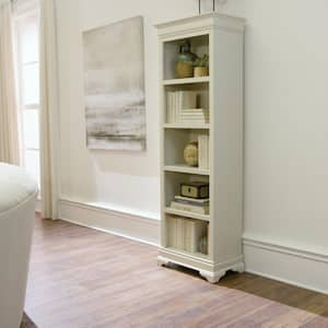 Louis Phillipe 73 in. Polar White 5-Shelf Bookcase with Adjustable Shelves