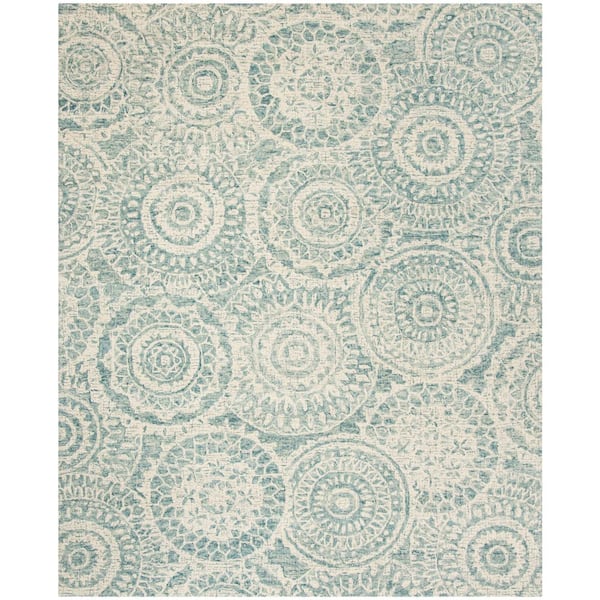 SAFAVIEH Abstract Ivory/Blue 10 ft. x 14 ft. Geometric Medallion Area Rug