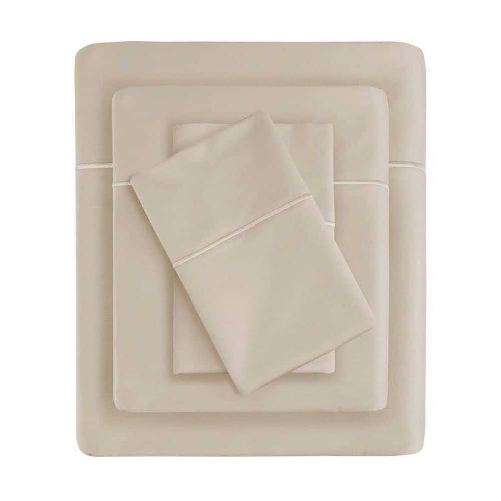 King Gray Solid Cotton Sheet Set with Baratta Hemstitch
