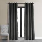 Gunmetal Grey Velvet Grommet Blackout Curtain - 50 in. W x 120 in. L