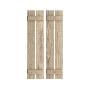 11.5 in. x 24 in. Timberthane Polyurethane 2-Board Spaced Board-n-Batten Rough Sawn Faux Wood Shutters Pair