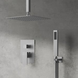 Classic Rain 10 in. Single Handle 2-Spray Shower Faucet 2.5 GPM with Pressure Balance in. Brushed Nickel Valve Included