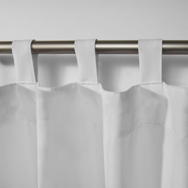 Cabana Winter White Solid Light Filtering Hook-and-Loop Tab Indoor/Outdoor Curtain, 54 in. W x 120 in. L (Set of 2)