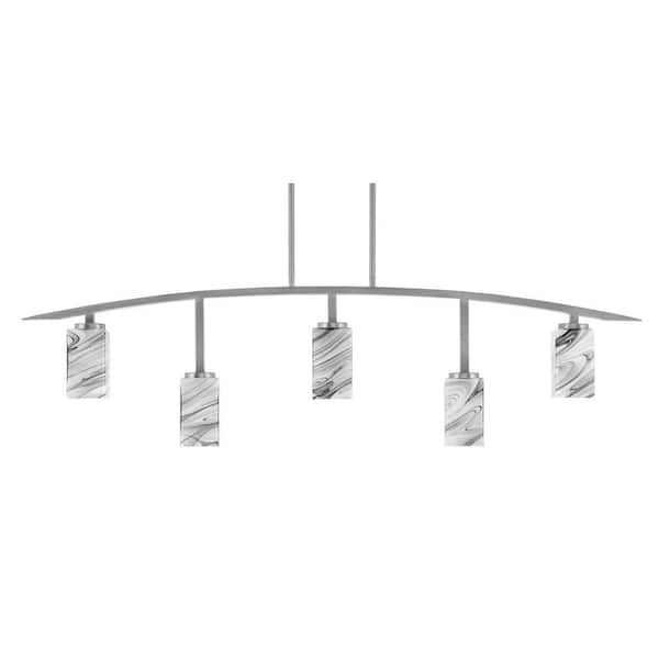 Unbranded Siena 51.25 in. 5-Light Graphite Chandelier with 3.5 in. Onyx Swirl Glass Shades, no bulbs included