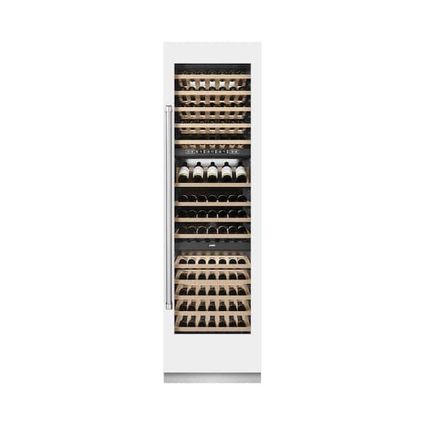 24 in. 12.4 cu. ft. Triple Zone 100-Bottle Column Wine Cooler in White Matte