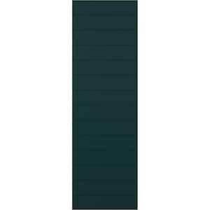 12 in. x 80 in. True Fit PVC Horizontal Slat Modern Style Fixed Mount Board and Batten Shutters Pair in Thermal Green