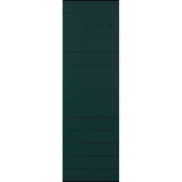 Ekena Millwork 15 in. x 48 in. True Fit PVC Horizontal Slat Modern Style Fixed Mount Board and Batten Shutters Pair in Thermal Green
