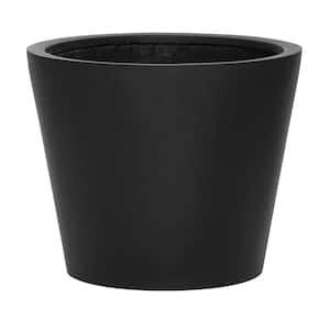 Bucket Small 16 in. Tall Black Fiberstone Indoor Outdoor Modern Round Planter