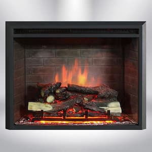 32 in. LED Electric Fireplace Insert in Black Matt
