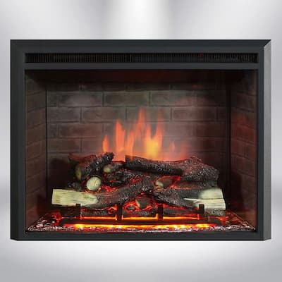 Dynasty Fireplaces 32 In Led Electric Fireplace Insert Black Matt Ef44d Fgf The Home Depot Led Electric Fireplace Insert, Fake Fireplace Heater Insert