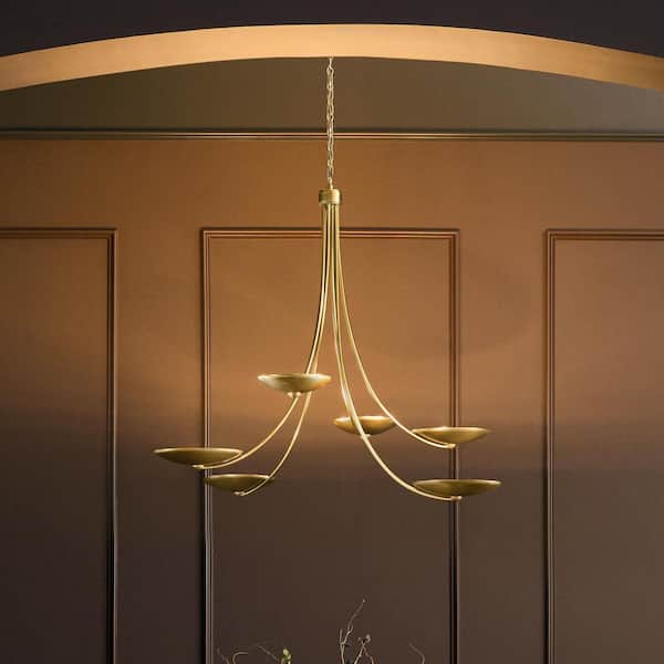 Palmela 45.75 in. 6-Light XL Chandelier in Lacquered Brass