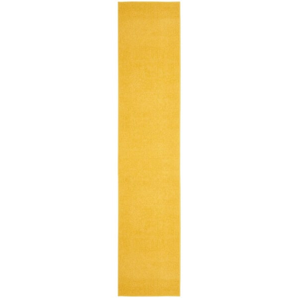Nourison Essentials 2 ft. x 16 ft. Yellow Solid Contemporary Kitchen Runner Indoor/Outdoor Area Rug