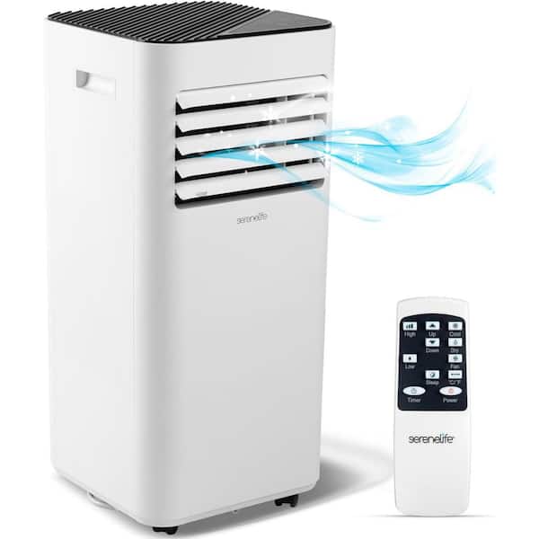 10,000 BTU (DOE) Compact Home Portable Air Conditioner Cools 1,000 sq. ft. Built in. Dehumidifier with Remote in White