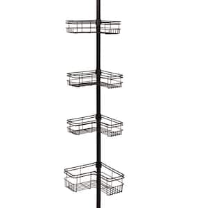 60 in. - 97 in. L-Style Tension Pole Shower Caddy with 4 Shelves in Bronze
